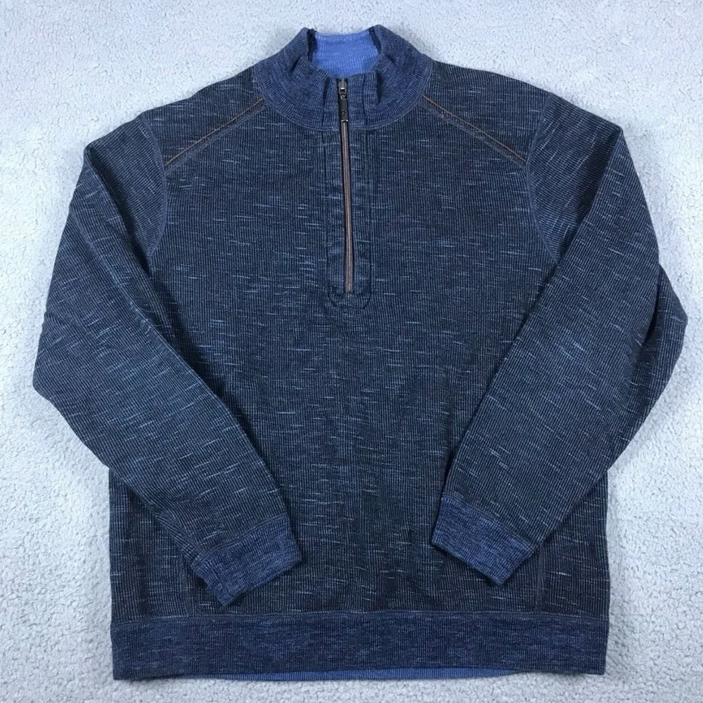 Tommy Bahama On The Double Reversible Half-Zip Sweatshirt | XLarge | Blue/Navy
